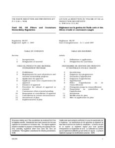 THE WASTE REDUCTION AND PREVENTION ACT (C.C.S.M. c. W40) LOI SUR LA RÉDUCTION DU VOLUME ET DE LA PRODUCTION DES DÉCHETS (c. W40 de la C.P.L.M.)