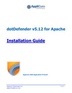 dotDefender v5.12 for Apache  Installation Guide Applicure Web Application Firewall
