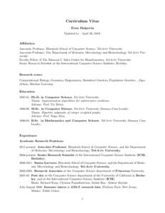 Bioinformatics / Academia / Biology / Computational science / Mathematical and theoretical biology / Research in Computational Molecular Biology / Computational biology / Ron Shamir / Computational genomics / Intelligent Systems for Molecular Biology / Journal of Computational Biology / Weizmann Institute of Science