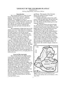 GEOLOGY OF THE COLORADO PLATEAU Annabelle Foos Geology Department, University of Akron