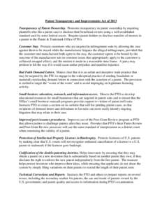 Patent Transparency and Improvements Act of 2013 Transparency of Patent Ownership. Promotes transparency in patent ownership by requiring plaintiffs who file a patent case to disclose their beneficial owners using a well