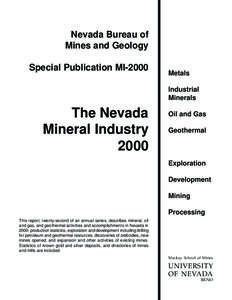 Nevada Bureau of Mines and Geology Special Publication MI-2000 Metals Industrial
