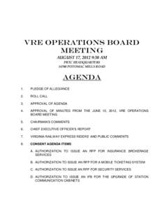VRE OPERATIONS BOARD MEETING AUGUST 17, 2012 9:30 AM PRTC HEADQUARTERS[removed]POTOMAC MILLS ROAD