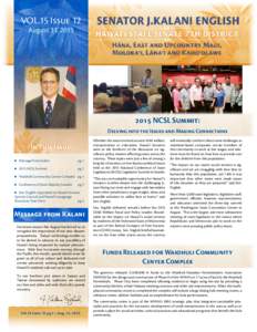 VOL.15 Issue 12 August 31, NCSL Summit: Delving into the Issues and Making Connections