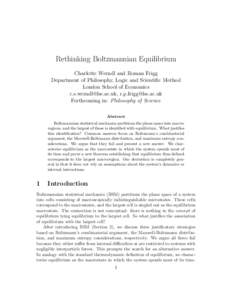 Rethinking Boltzmannian Equilibrium Charlotte Werndl and Roman Frigg Department of Philosophy, Logic and Scientific Method London School of Economics ,  Forthcoming in: Philosophy o