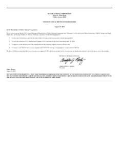 BUTLER NATIONAL CORPORATION[removed]W. 161st Street Olathe, Kansas[removed]NOTICE OF ANNUAL MEETING OF SHAREHOLDERS