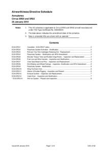 Airworthiness Directive Schedule - Aeroplanes - Cirrus SR20 and SR22