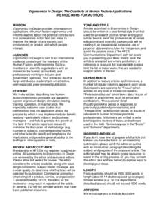 Ergonomics in Design Manuscript Submission Guidelines