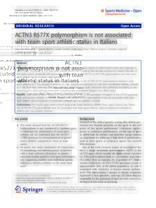 ACTN3 R577X polymorphism is not associated with team sport athletic status in Italians