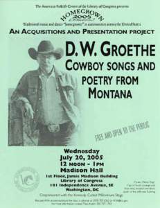 Literature / North Dakota / Folklife / Montana / Cowboy poetry / Western music / Cowboy / United States / States of the United States / Western United States / Folklore