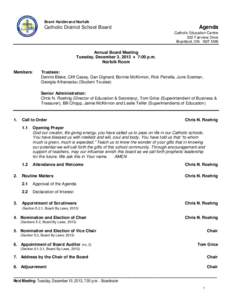 Brant Haldimand Norfolk  Catholic District School Board Agenda Catholic Education Centre