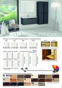 PRINCIPIO Dimensions: w x d x h with washbasin. Dimensions in brackets () = cabinet without washbasin. PRx 450 x 455mm 750 x 450 x 455mm