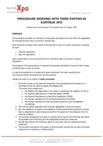 APPENDIX V - versionPROCEDURE WORKING WITH THIRD PARTIES IN KORTRIJK XPO Drafted within the framework of The Welfare Act of 4 August 1996