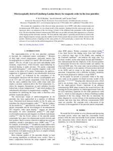 PHYSICAL REVIEW B 84, Microscopically derived Ginzburg-Landau theory for magnetic order in the iron pnictides P. M. R. Brydon,* Jacob Schmiedt, and Carsten Timm† Institut f¨ur Theoretische Physik, Techn