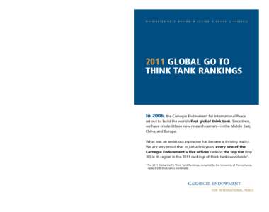 2011 GLOBAL GO TO THINK TANK RANKINGS