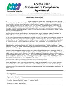 Access User Statement of Compliance Agreement 1400 Terra Bella Ave., Suite M, Mountain View, CA[removed]Phone: ([removed]Fax: ([removed]e-mail: [removed]  Terms and Conditions