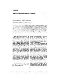 Toward an Evolutionary Forensic Psychology/A Reply to Duntley, Shackelford, a... Joshua D Duntley; Todd K Shackelford; Lee Ellis Social Biology; Fall 2004; 51, 3/4; Research Library