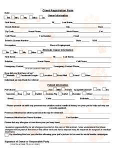 Client Registration Form  Date: _____________________ Mr.  Mrs.