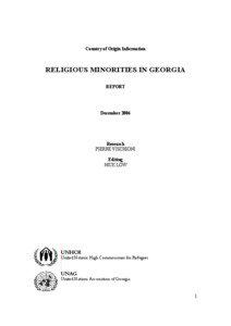 Country of Origin Information  RELIGIOUS MINORITIES IN GEORGIA