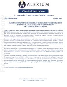 For personal use only  Chemical Innovations ALEXIUM INTERNATIONAL GROUP LIMITED  ASX/Media Release