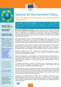 New 3D printing technique for environmental nanodevices February 2015 Thematic Issue 48 Nanomaterials’