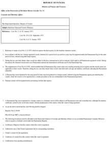 REPUBLIC OF PANAMA Ministry of Finance and Treasury Office of the Directorate of Merchant Marine Circular No. 35 Consular and Maritime Affairs   To: Shipowners/Operators, Masters of Vessels