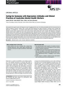 bs_bs_banner  ORIGINAL ARTICLE Caring for Someone with Depression: Attitudes and Clinical Practices of Australian Mental Health Workers