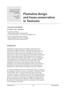 Fauna Issues and Plantation Design Workshop June 2000 Hobart