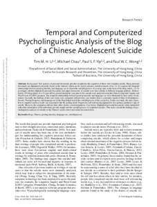 Research Trends  This document is copyrighted by the American Psychological Association or one of its allied publishers. This article is intended solely for the personal use of the individual user and is not to be dissem