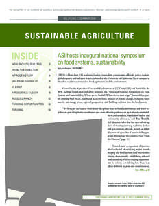 THE NEWSLETTER OF THE UNIVERSITY OF CALIFORNIA SUSTAINABLE AGRICULTURE RESEARCH & EDUCATION PROGRAM / AGRICULTURAL SUSTAINABILITY INSTITUTE AT UC DAVIS  VOL.21 | NO.2 | summer 2009 SUSTAINABLE AGRICULTURE