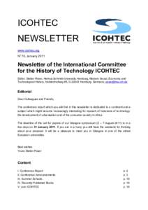 ICOHTEC NEWSLETTER www.icohtec.org No 70, JanuaryNewsletter of the International Committee