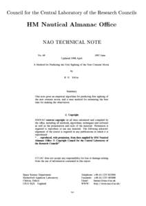 Council for the Central Laboratory of the Research Councils  HM Nautical Almanac Oce NAO TECHNICAL NOTE No. 69
