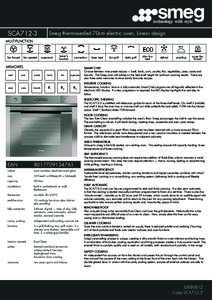 SCA712-3  Smeg thermosealed 70cm electric oven, Linear design MULTIFUNCTION 