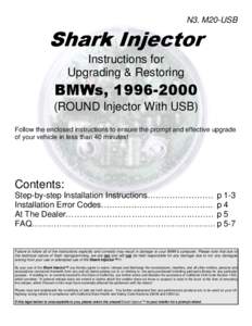 N3, M20-USB  Shark Injector Instructions for Upgrading & Restoring