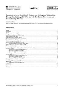 Taxonomic review of the subfamily Bradyporinae (Orthoptera: Tettigoniidae; Bradyporini; Ephippigerini) of Turkey, with description of new species and the relationship of the taxa