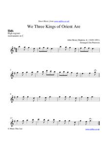 Sheet Music from www.mfiles.co.uk  We Three Kings of Orient Are High: High register instruments in C