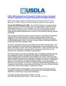 Microsoft Word - FINAL[removed]USDLA's News Release AWARDS 2008