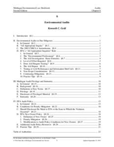 Michigan Environmental Law Deskbook Second Edition Audits Chapter 8