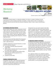 College of Agriculture and Life Sciences  Marketing Research  value-added & alternative agriculture