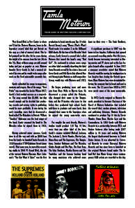 African-American culture / Gordy family / Music of Detroit /  Michigan / Hitsville U.S.A. / Berry Gordy / The Supremes / Marvin Gaye / The Funk Brothers / The Jackson 5 / Music / Universal Music Group / Motown