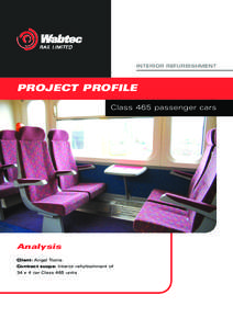 INTERIOR REFURBISHMENT  PROJECT PROFILE Class 465 passenger cars  Analysis