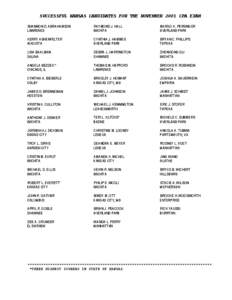 SUCCESSFUL KANSAS CANDIDATES FOR THE NOVEMBER 2001 CPA EXAM SHANNON D. ABRAHAMSON LAWRENCE RAYMOND J. HALL WICHITA