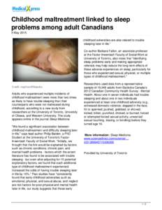 Childhood maltreatment linked to sleep problems among adult Canadians