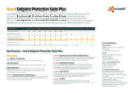 Avast Endpoint Protection Suite Plus Avast Endpoint Protection Suite Plus, ideal for computers and/or servers in any combination, offers secure control over your company network. Workstations are protected by our award-w