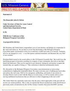 U.S. Mission: Press Releases 2001