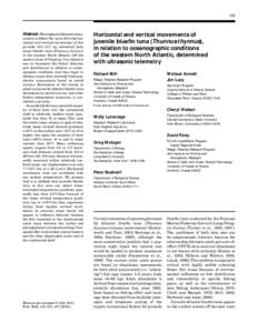 155  Abstract–We employed ultrasonic trans­ mitters to follow (for up to 48 h) the hor­ izontal and vertical movements of ﬁve juvenile (6.8–18.7 kg estimated body