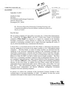 LEGAL DEPARTMENT  September 15,2003 Jonathan G. Katz Secretary U.S. Securities and Exchange Commission