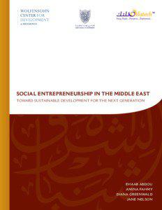 SOCIAL ENTREPRENEURSHIP IN THE MIDDLE EAST TOWARD SUSTAINABLE DEVELOPMENT FOR THE NEXT GENERATION