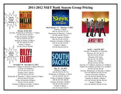 M&T Bank Season Group Pricing Special Reduced Group Minimum!