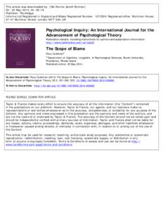 This article was downloaded by: [Ms Ronnie Janoff-Bulman] On: 22 May 2014, At: 08:19 Publisher: Routledge Informa Ltd Registered in England and Wales Registered Number: Registered office: Mortimer House, 37-41 Mo